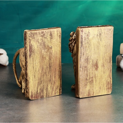 Держатель - подставка для книг «Лев», набор 2 шт., под бронзу, 19.5×33 см