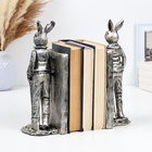 Держатель - подставка для книг "Стильные Зайцы" набор 2шт, серебро, 27см - фото 27078343