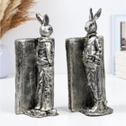 Держатель - подставка для книг "Стильные Зайцы" набор 2шт, серебро, 27см - фото 27078345