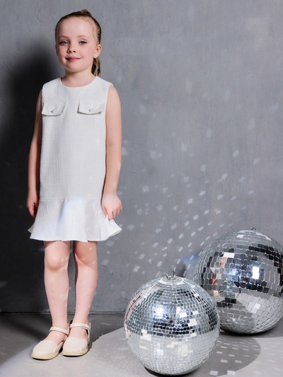 Сарафан для девочки, MINAKU: Party Dress, белый, рост 110 см