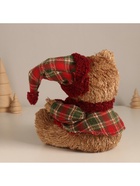 Фигурка новогодняя «Мишка в клетчатом костюме и колпаке», 17×16×13 см - Фото 4