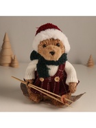 Фигурка новогодняя «Мишка в зимнем сарафане на лыжах», 20×19×11.5 см - Фото 2