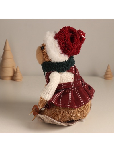 Фигурка новогодняя «Мишка в зимнем сарафане на лыжах», 20×19×11.5 см