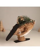 Фигурка новогодняя «Миша едет на лыжах с ёлочкой», 19×28×15 см - Фото 3