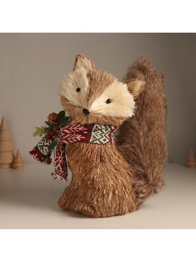 Фигурка новогодняя «Лисичка в вязаном шарфике», 13×25×24 см