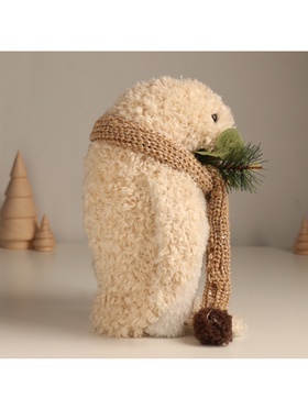 Фигурка «Кудрявый пингвин в шарфике с еловыми веточками», 13×15×23 см