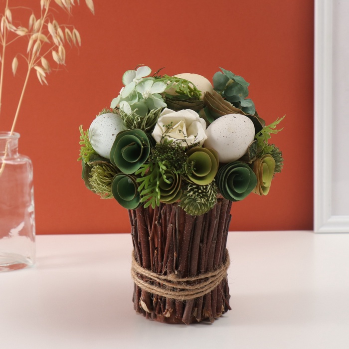 Интерьерный декор «Пасхальный зелёный букет», 20×20×22 см - Фото 1