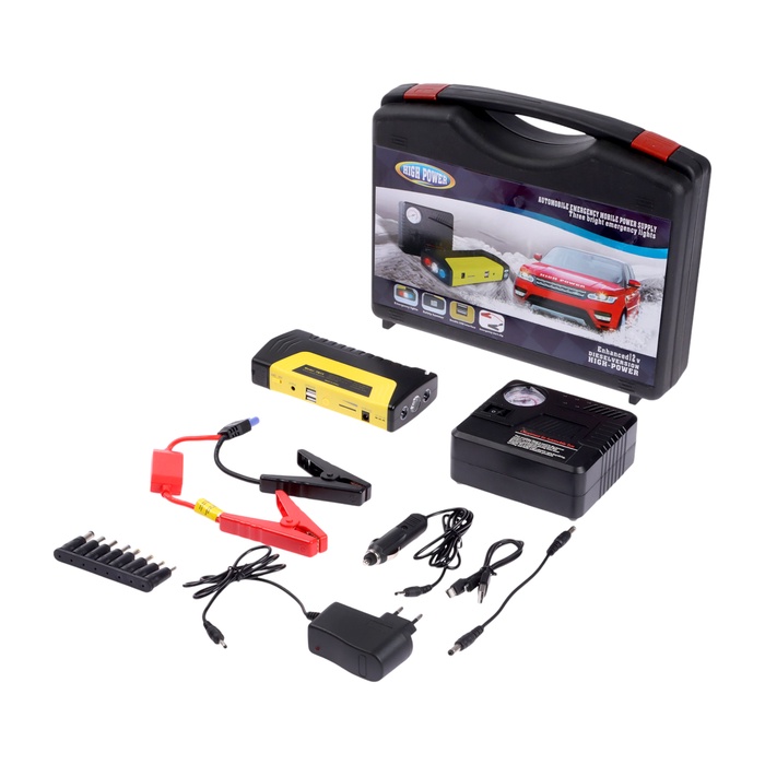 Пуско-зарядное устройство 5400 мАч, 3 LED, 2USB, DC 12V, компрессор - Фото 1