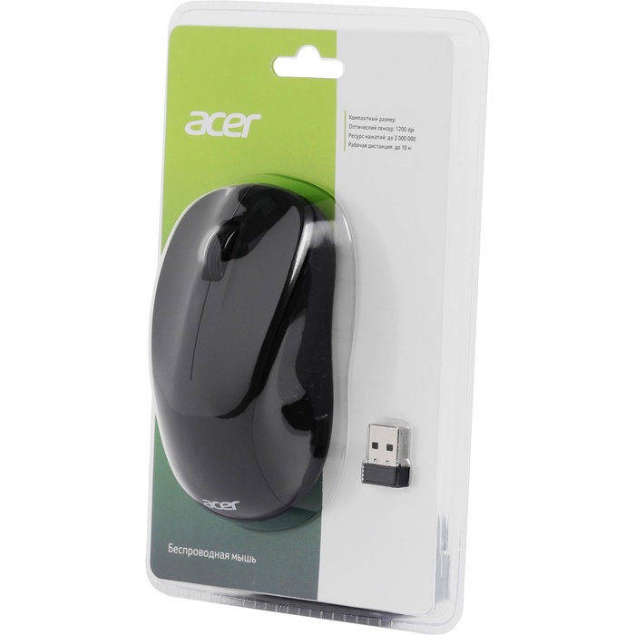 Мышь Acer OMR302 черный оптическая (1200dpi) беспроводная USB (3but) - фото 51690514