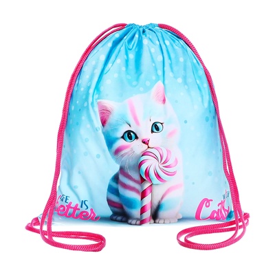 Мешок для обуви на шнурке Оникс МО-27-1, «Котик Карамелька»