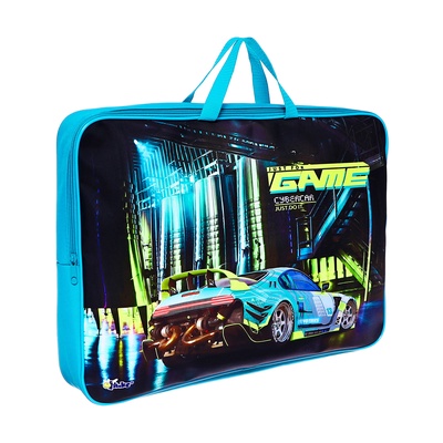 Папка для чертежей и рисунков А3, 470×350×75 мм, с ручками, текстильная, ПМД 3-20-4 Game auto (ручки-тесьма) 71729