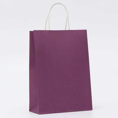 Пакет крафт сиреневый, круглая ручка, 18×8×25 см, 120 г
