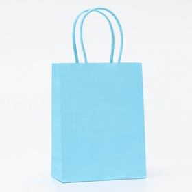 Пакет крафт голубой, круглая ручка, 15?12?6 см, 120 г (комплект 4 шт)