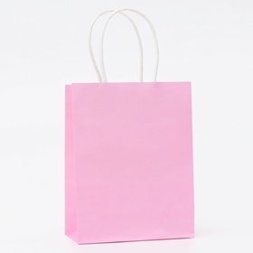 Пакет крафт розовый, круглая ручка, 15?12?6 см, 120 г (комплект 3 шт)