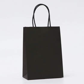 Пакет крафт черный, круглая ручка, 15?21?8 см, 120 г (комплект 3 шт)