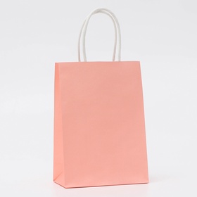 Пакет крафт розовый, круглая ручка, 15?21?8 см, 120 г (комплект 3 шт)