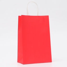 Пакет крафт красный, круглая ручка, 22?13?32 см, 120 г (комплект 3 шт)