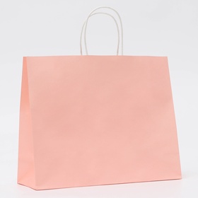 Пакет крафт розовый, круглая ручка, 31.5?25?11.5 см, 120 г (комплект 3 шт)