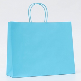 Пакет крафт голубой, круглая ручка, 31.5?25?11.5 см, 120 г (комплект 3 шт)