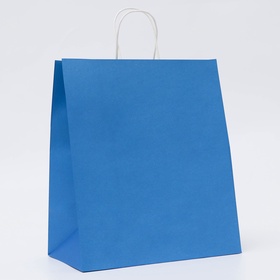 Пакет крафт синий, круглая ручка, 32?19.5?37 см, 120 г/м? (комплект 3 шт)