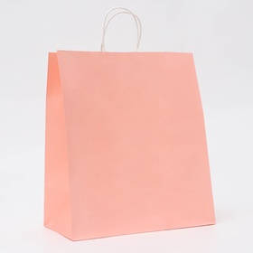 Пакет крафт нежно - розовый, круглая ручка, 32?19.5?37 см, 120 г (комплект 3 шт)