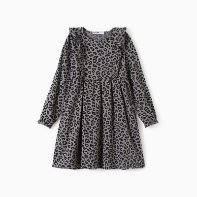 Платье для девочки KAFTAN: Trendy grey с длинным рукавом, серое, рост 122-128 см