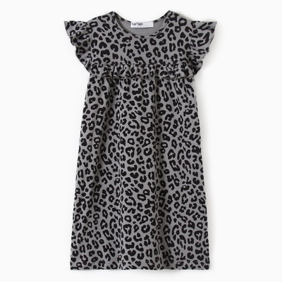 Платье детское с рюшами KAFTAN Trendy grey, размер 34 (122-128 см)