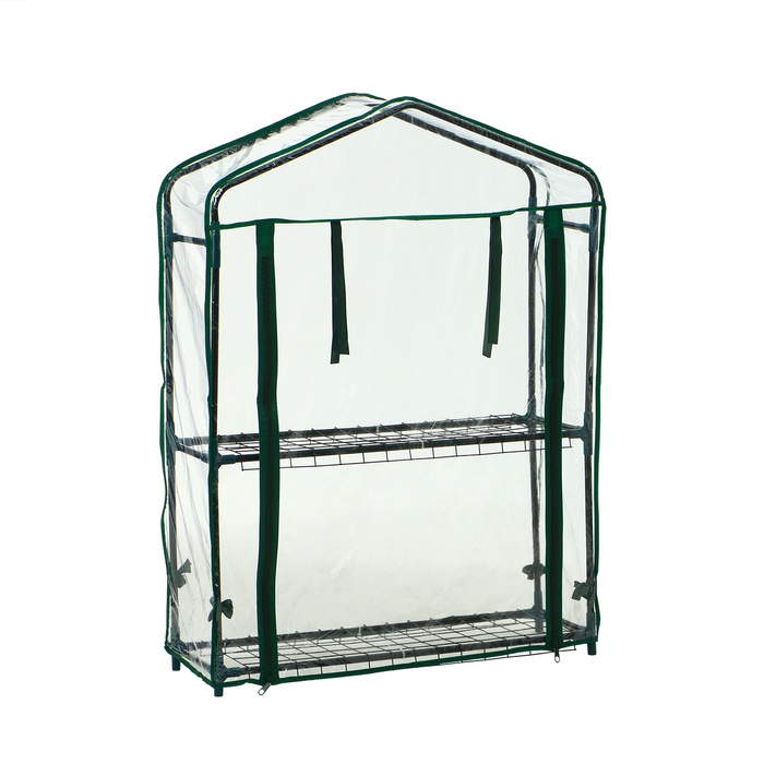 Парник-стеллаж для рассады, металлический, 2 полки, 93×22×69 см, d=12 мм, с чехлом 80 мкм, Greengo
