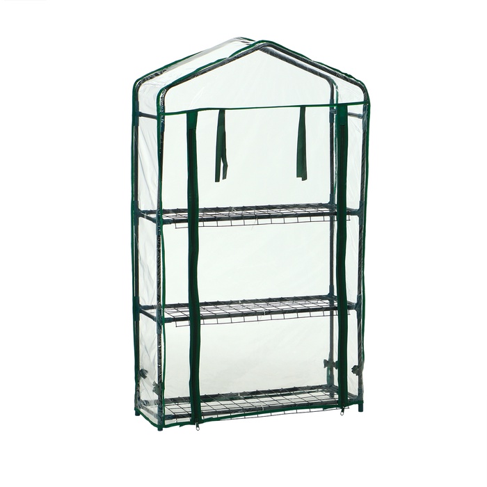 Парник-стеллаж для рассады, металлический, 3 полки, 110×22×65 см, d=12 мм, с чехлом 80 мкм, Greengo
