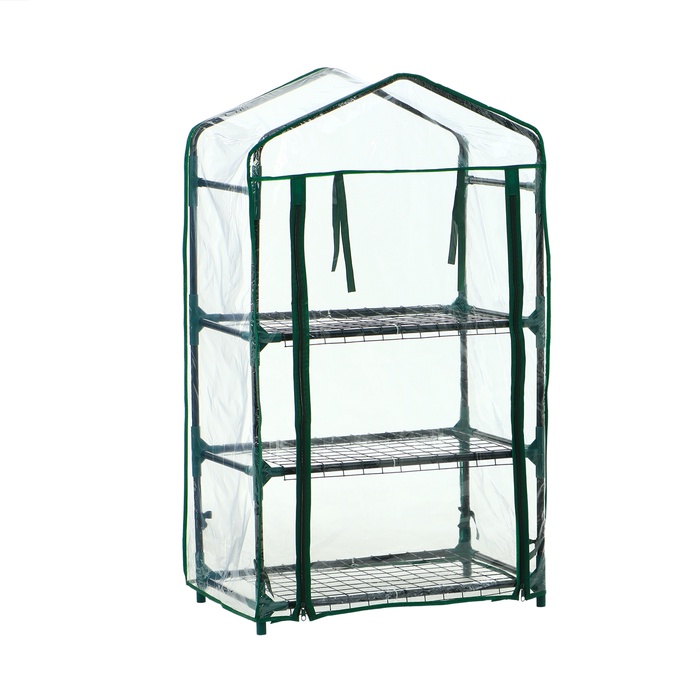 Парник-стеллаж для рассады, металлический, 3 полки, 110×40×65 см, d=16 мм, с чехлом 80 мкм, Greengo