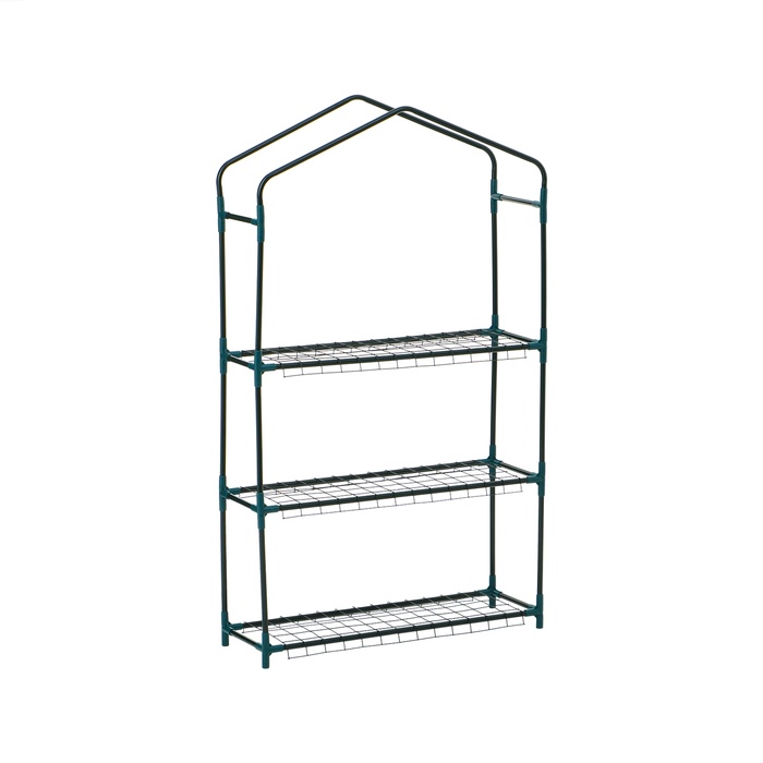 Стеллаж для рассады, 3 полки, 110×22×65 см, металлический каркас d=12 мм, без чехла, Greengo