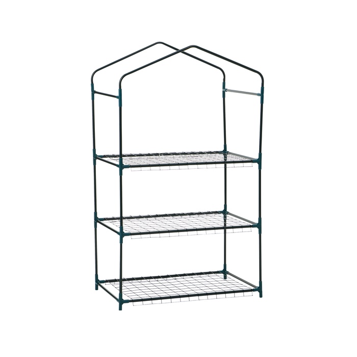Стеллаж для рассады, 3 полки, 110×40×65 см, металлический каркас d=12 мм, без чехла, Greengo