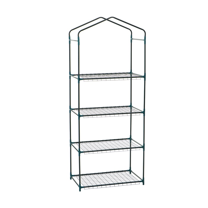 Стеллаж для рассады, 4 полки, 160×40×65 см, металлический каркас d=12 мм, без чехла, Greengo
