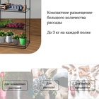 Стеллаж для рассады, 4 полки, 160×40×65 см, металлический каркас d=12 мм, без чехла, Greengo - Фото 5
