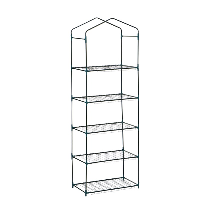 Стеллаж для рассады, 5 полок, 190×40×65 см, металлический каркас d=12 мм, без чехла, Greengo