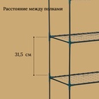 Стеллаж для рассады, 5 полок, 190×40×65 см, металлический каркас d=12 мм, без чехла, Greengo - Фото 3