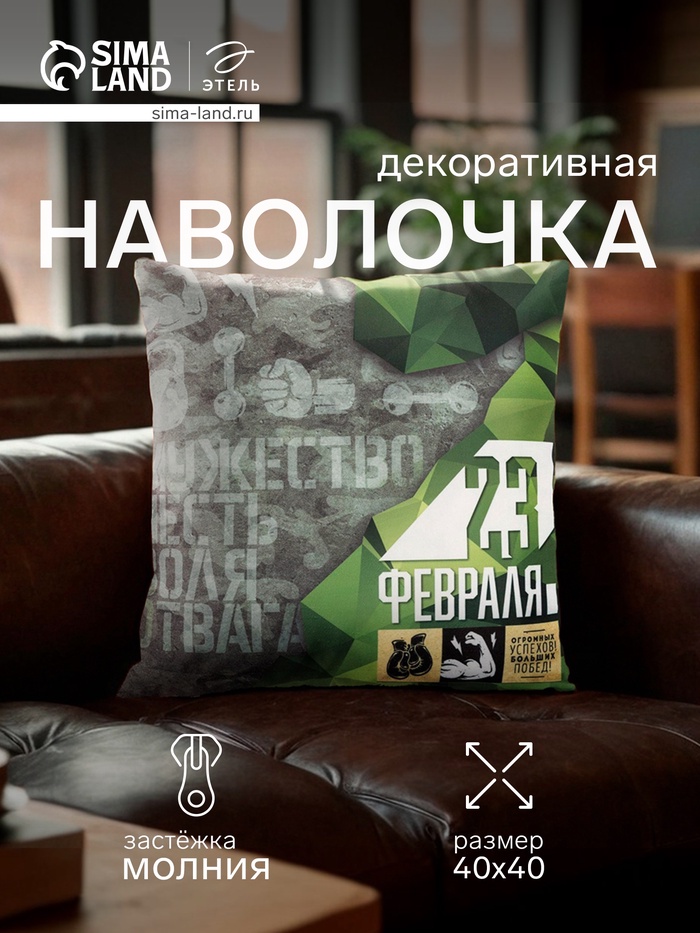 Наволочка декоративная «Этель. 23 февраля», 40×40 см - Фото 1
