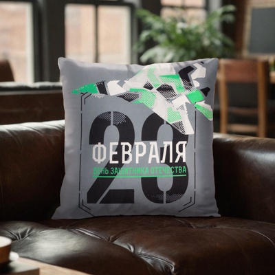 Наволочка декоративная Этель «Самолёт. 23 февраля», 40×40 см, велюр, серая