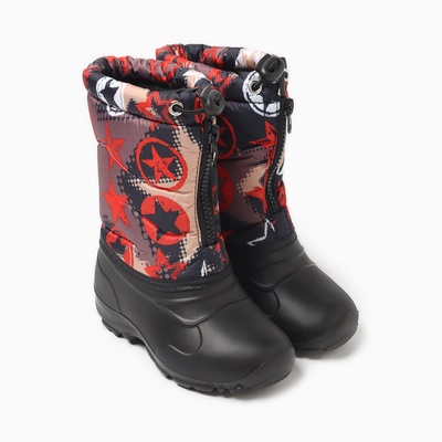 Сапоги детские из ЭВА с комбинированным верхом, звезды, чёрные, размер 35-36