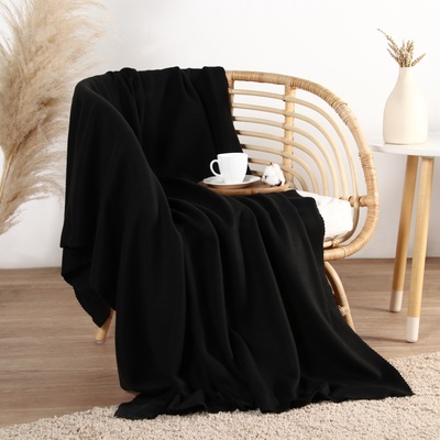 Плед флисовый «Экономь и Я», чёрный 75×100 см, 160 г/м²