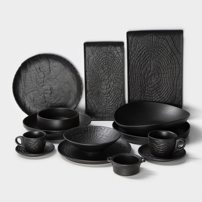 Тарелка Magistro Black style, d=23 см, фарфор, чёрная