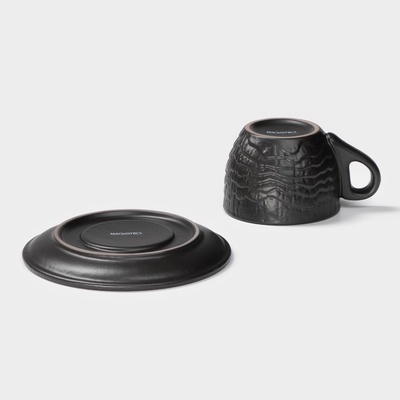 Кофейная пара Magistro Black style, 2 предмета: чашка 100 мл, блюдце d=12 см, фарфор, чёрная