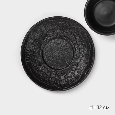 Кофейная пара Magistro Black style, 2 предмета: чашка 100 мл, блюдце d=12 см, фарфор, чёрная