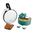 Набор для чайной церемонии ДЖЕКИЧАЙ «Кацуяма», 6 предметов, на 3 персоны, чашка 30 мл, чайник 160 мл, фарфор, бирюзовый - Фото 2