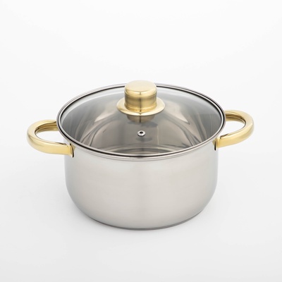 УЦЕНКА Кастрюля из нержавеющей стали Доляна «Роскошь», 3 л, d=20 см, с крышкой, капсульное дно