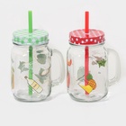 УЦЕНКА Набор банок стеклянных Доляна «Свежий бриз», 2 предмета: 2 банки с крышками и трубочками 450 мл - Фото 1