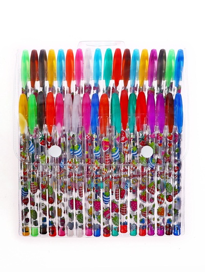 УЦЕНКА Набор гелевых ручек 36 цветов металлик, корпус с рисунком в блистере на кнопке