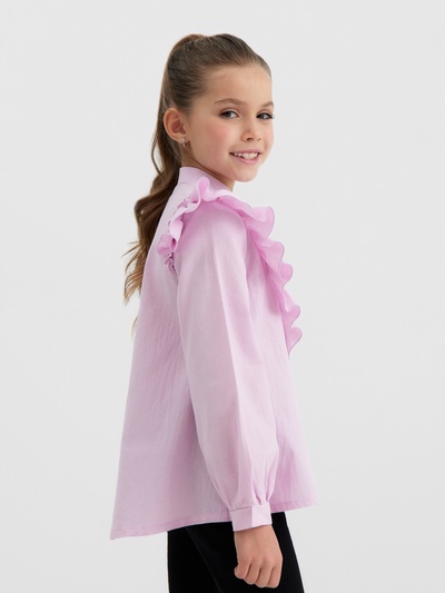 Блузка для девочки MINAKU: Cotton collection, сиреневая, рост 128 см