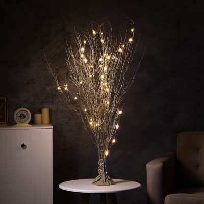 Светодиодная фигура «Ветви бежевые» 100×108×6 см, 30 LED, от батареек AAx3, свечение тёплое белое