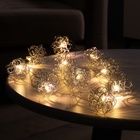 НИТЬ ROSA DECOR "Снежки", 5 см, LED-10-3V, ААх2 (не в компл.), фиксинг, Т/БЕЛЫЙ - фото 110955